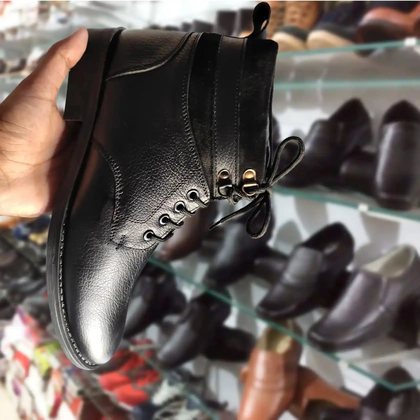 Pure Leather Boots for Men Black Ankle Shoes