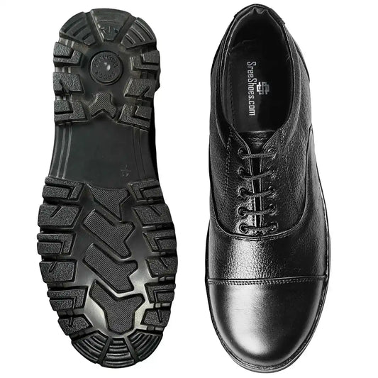 Police Dress Shoes Pure Leather Oxford Lace Up