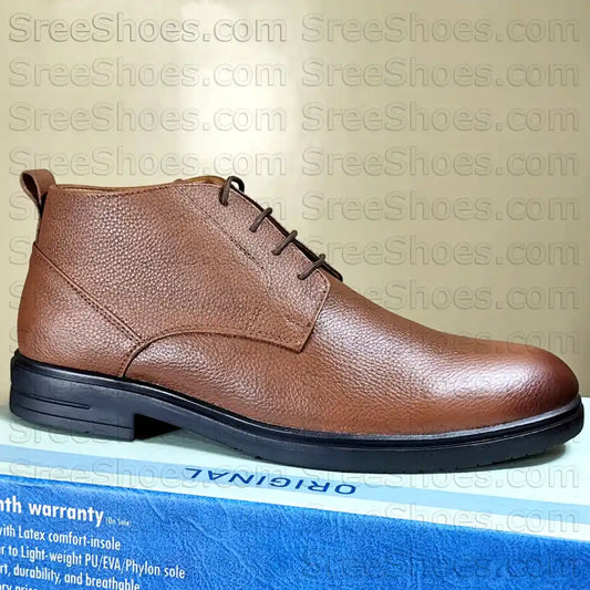 Men's Chukka Boots Full-Grain Leather High Ankle Shoes
