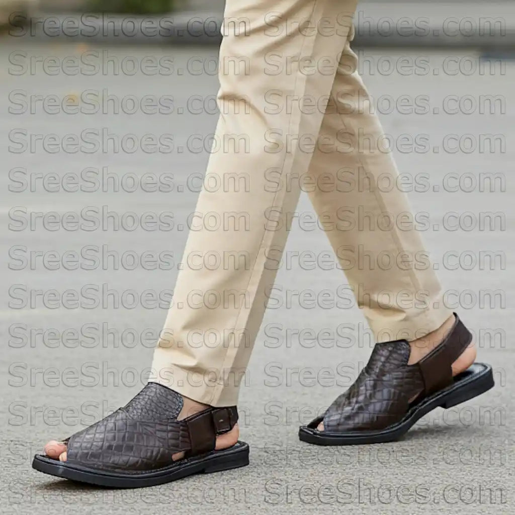 Original Peshawari Sandals Pure Leather Dailywear Slipper Cross Design Strap Sandals