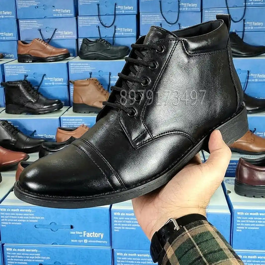 Pure Leather Police Ankle Shoes Uniform Boots for Men