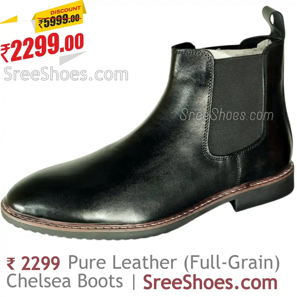 Men's Full-Grain Leather Chelsea Boots Comfort Ankle Shoes