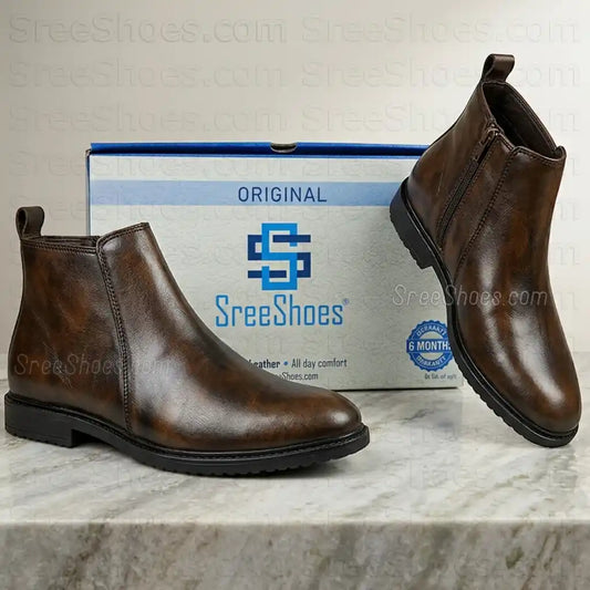 Men's Classic Pure Leather (Full-Grain) Chelsea Boots with Zip
