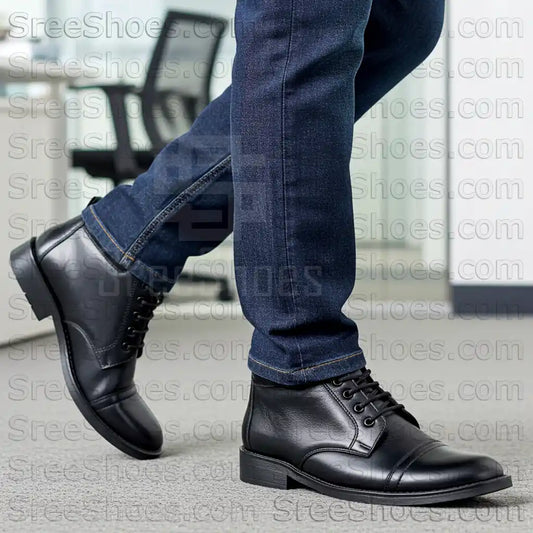 Men Pure Leather Ankle Boots