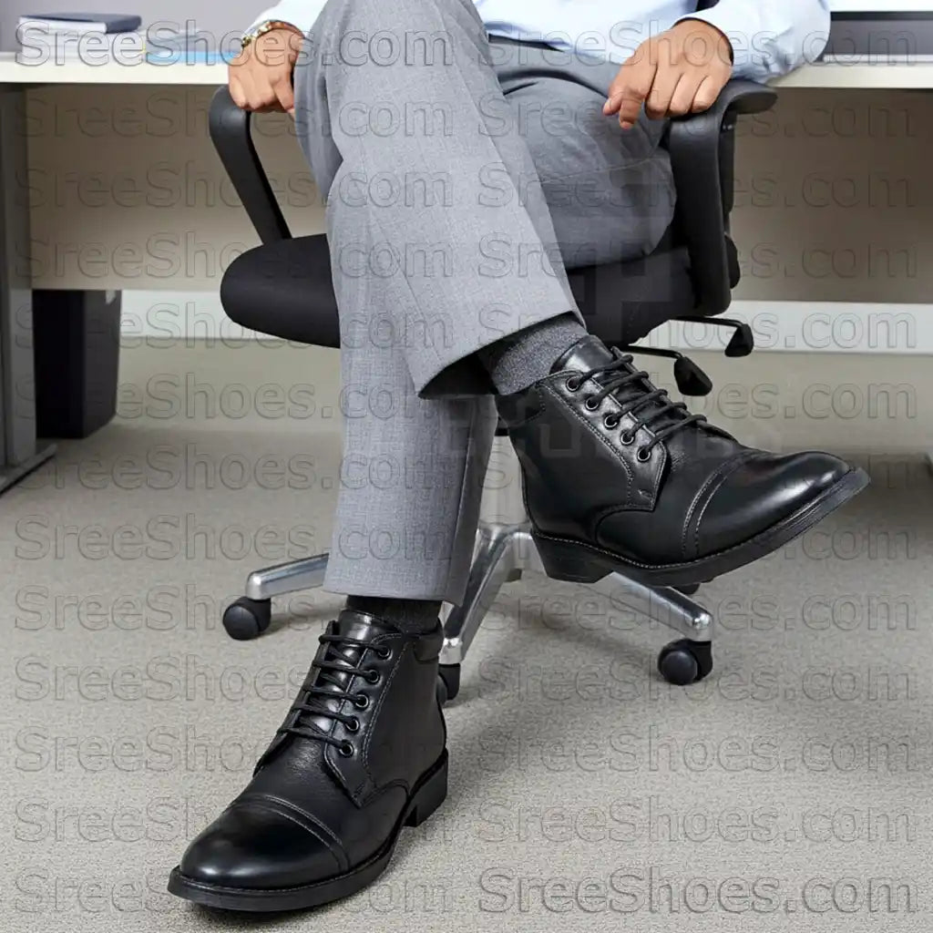 Men Pure Leather Ankle Boots