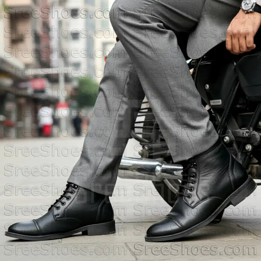 Genuine Leather High Neck Boots Ankle Shoes