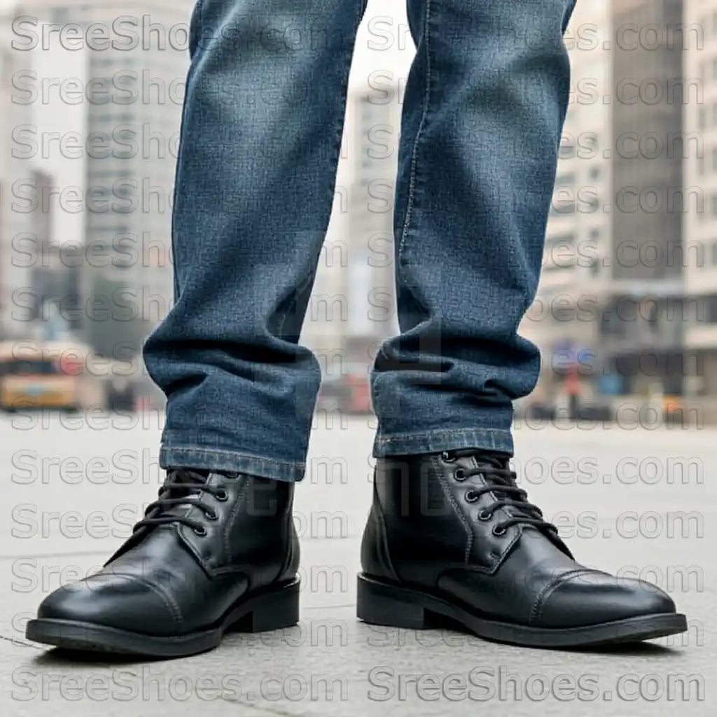 Genuine Leather High Neck Boots Ankle Shoes