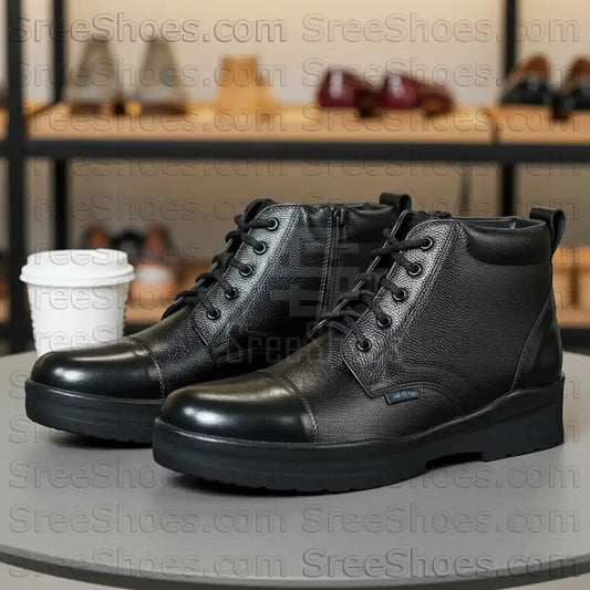 Pure Leather Police Boot for Men with zip