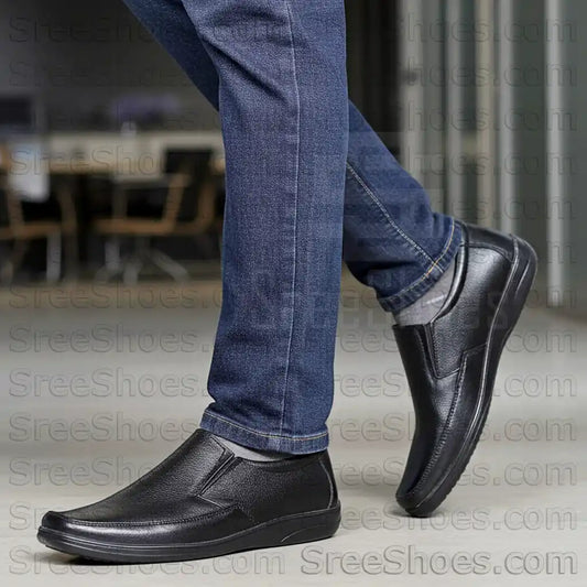 Pure Leather Men's Loafers slip on Formal Dress Shoes