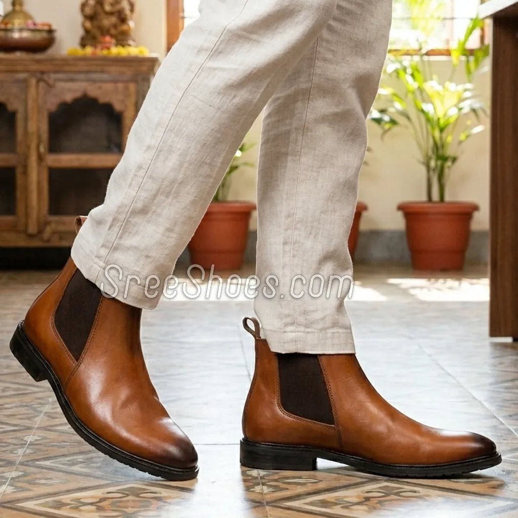 Men's Full-Grain Pure Leather Chelsea Boots