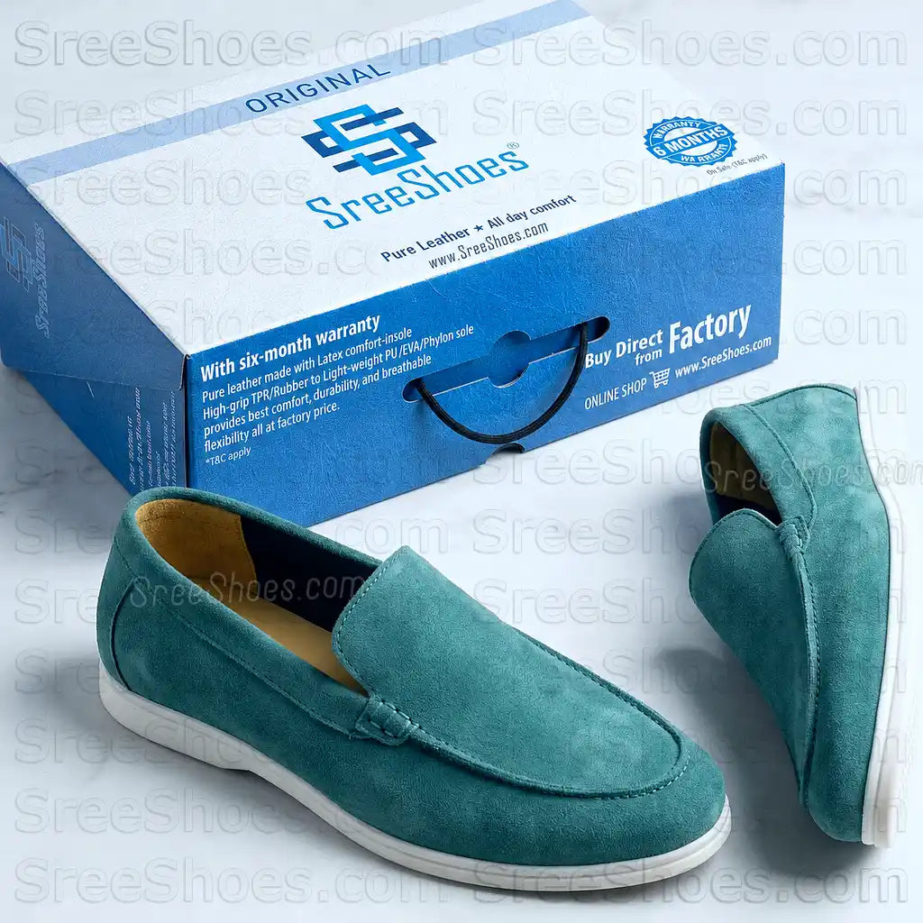 Classy Pure Leather Suede Moccasin Loafers Comfort Easy Walk Slip-On Shoes