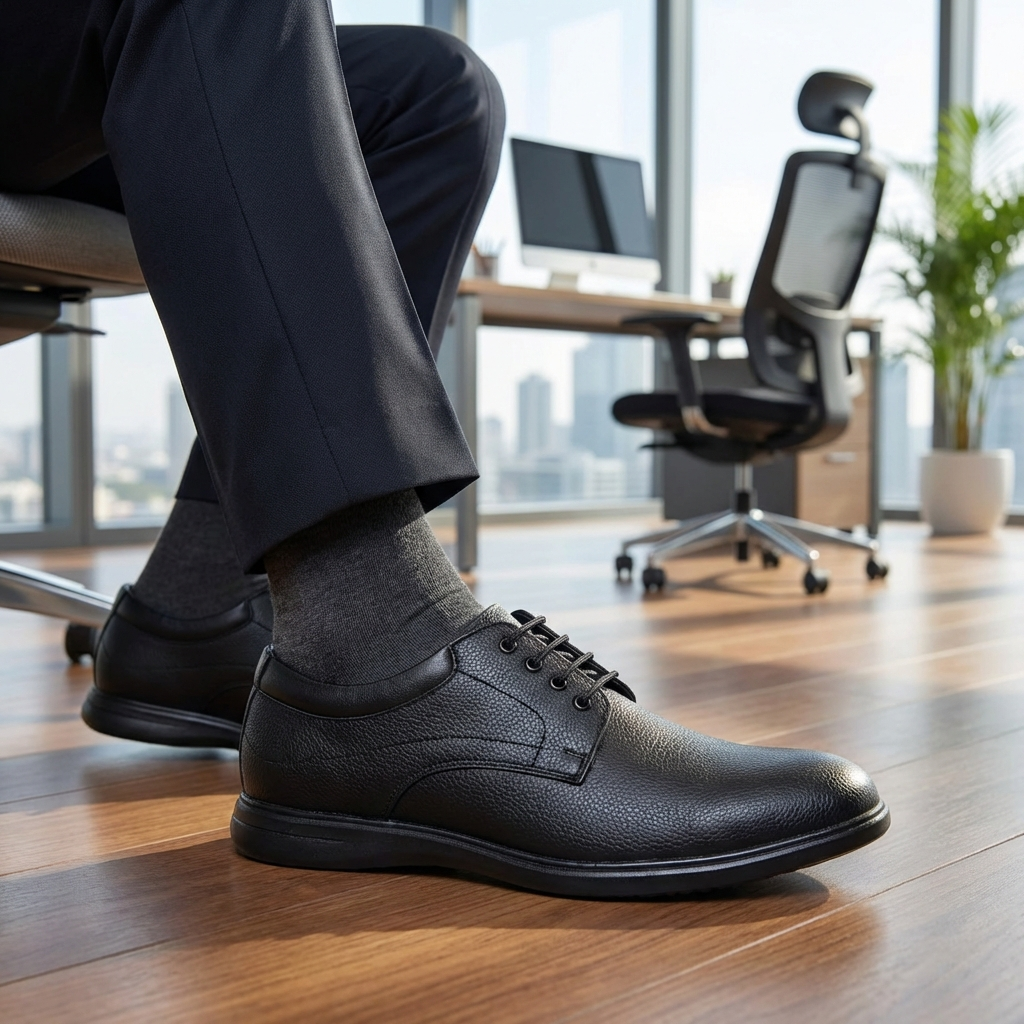 Black Formal Comfort Shoes for Men Derby Light Weight Lace Up