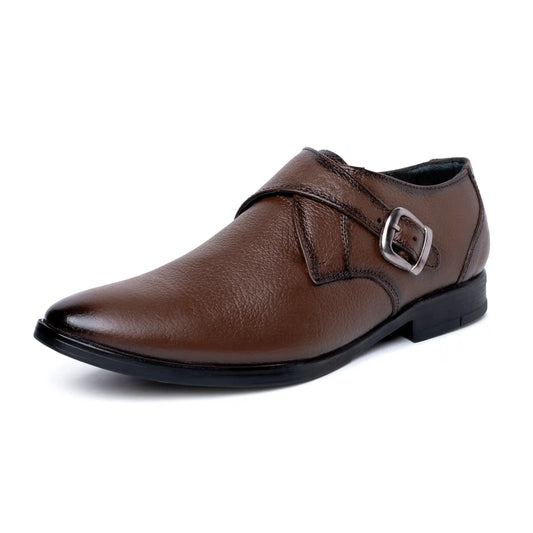 Men Pure Leather Monk Strap Slip On Shoes