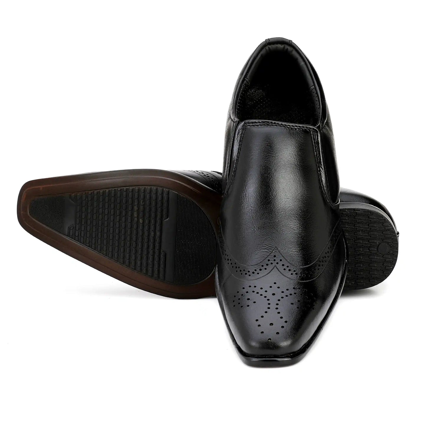 Pure Leather Wing Tip Slip On Brogue Shoes for Men