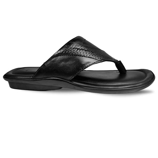 Genuine Leather Sandals for Men Black Slippers