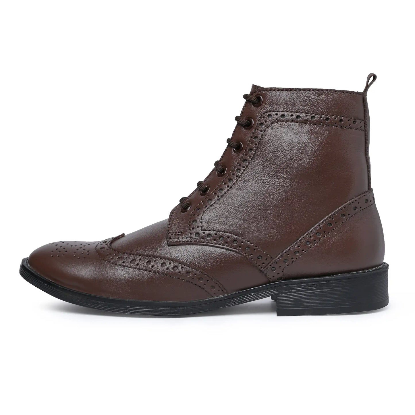 Brown leather brogue boots hot sale