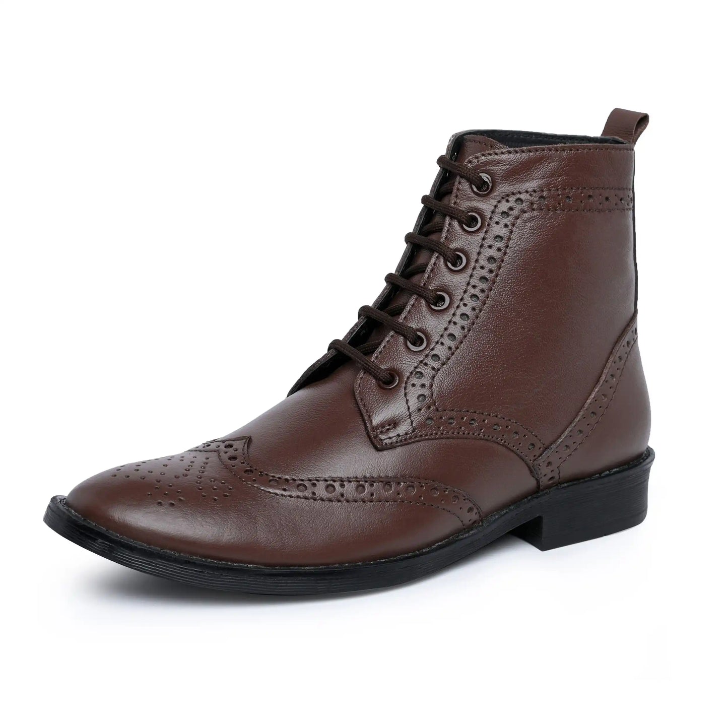 Men Pure Leather Brogue Boots