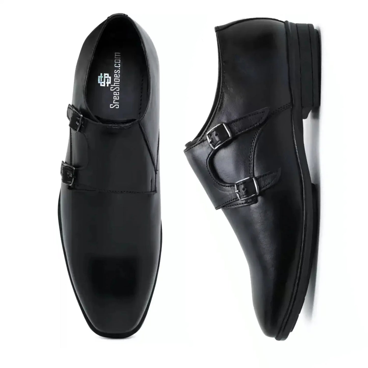 Pure Leather Double Monk Strap Shoes for Men