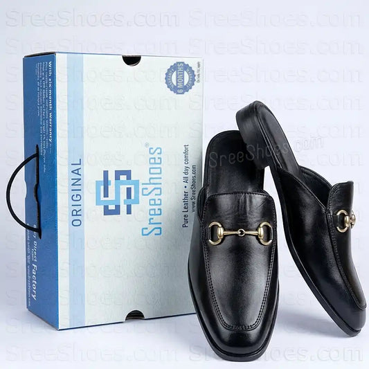 Premium Mules for Men Pure Full-Grain Leather Formal Half Loafers Slip On