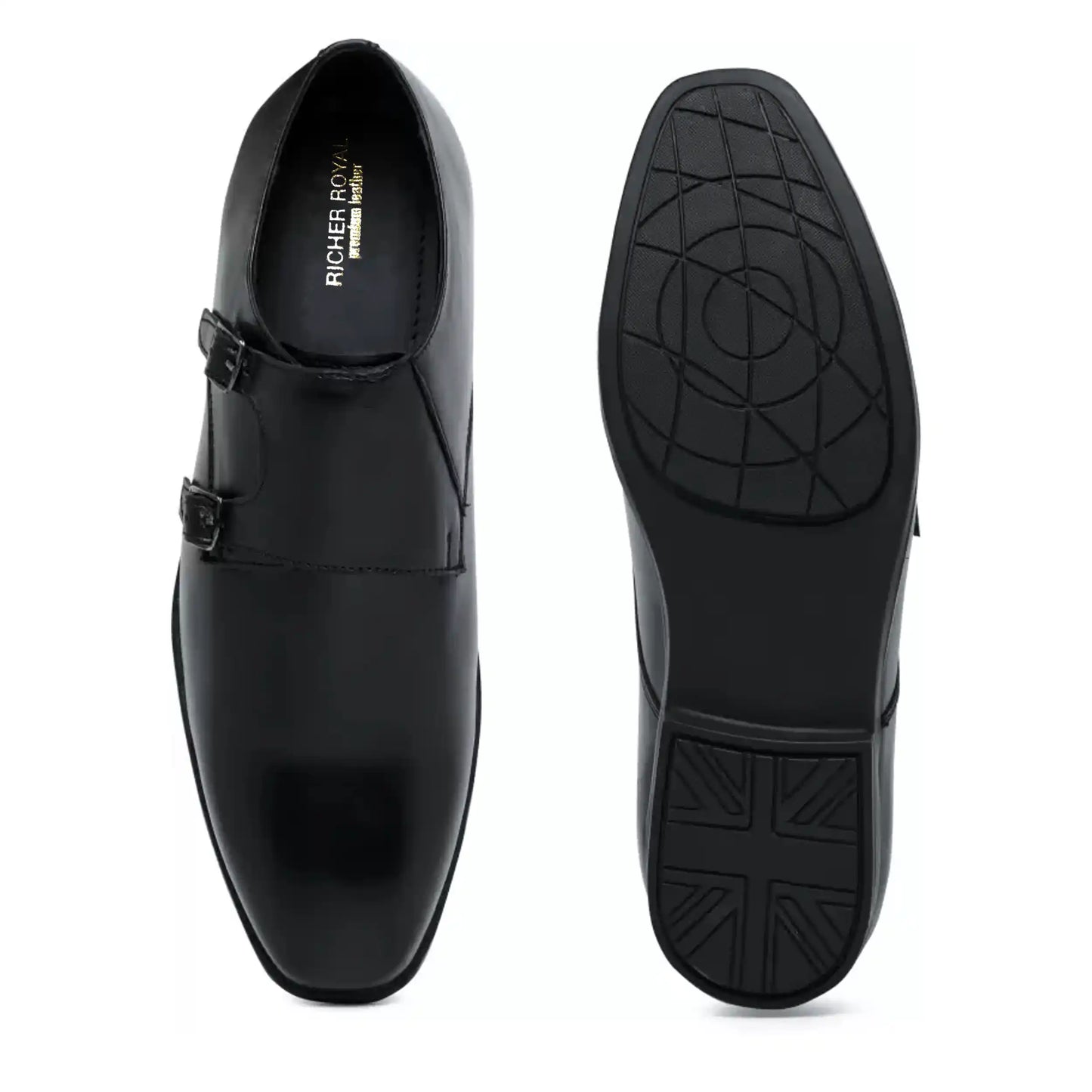 Double Monk Strap Pure Leather Shoes for Men