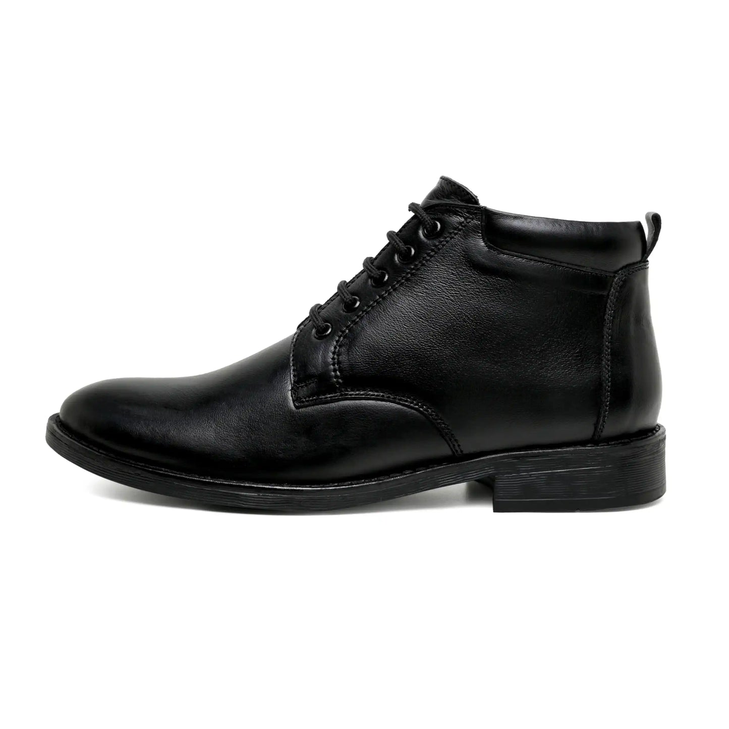 Men Pure Leather Ankle Shoes, Black Boots