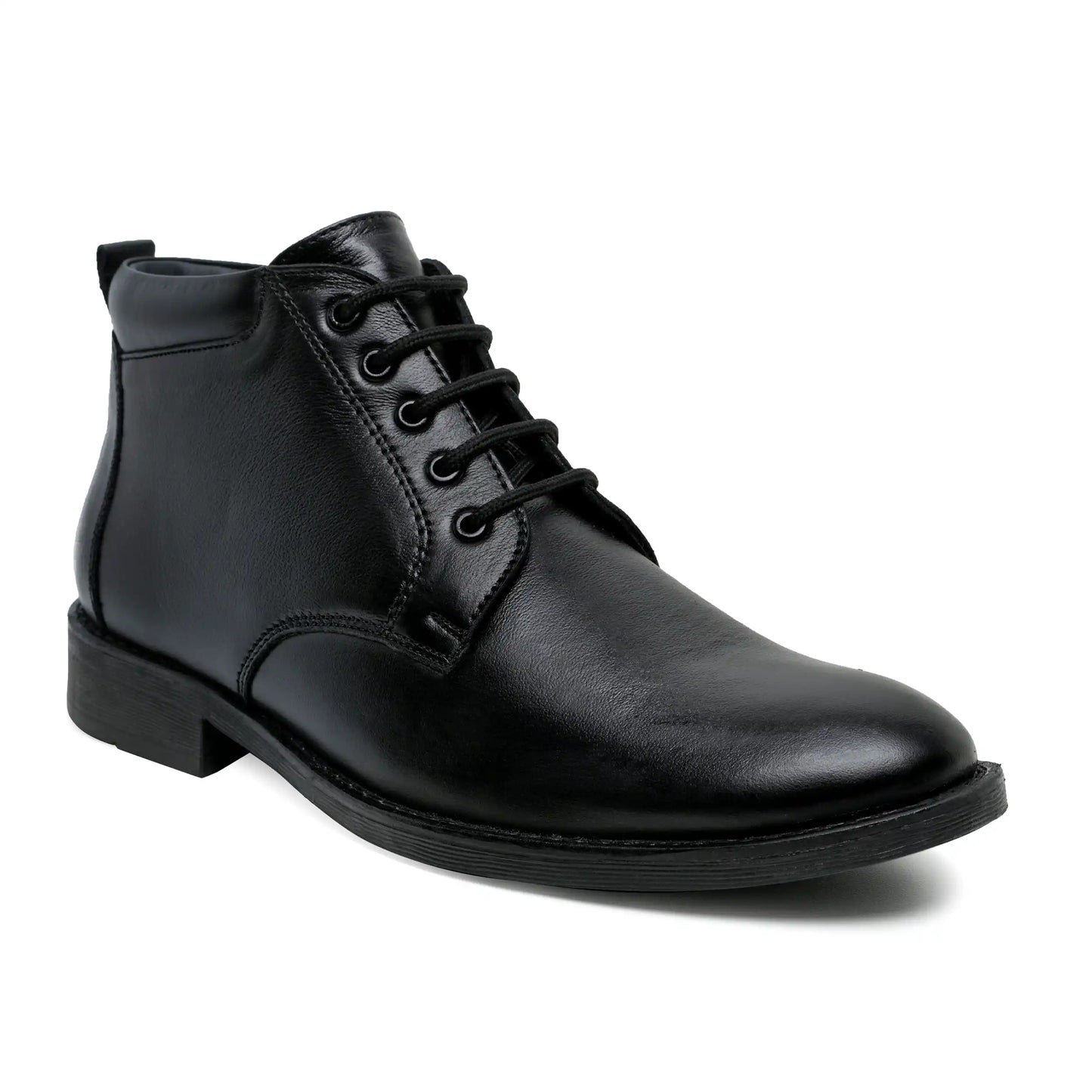 Men Pure Leather Ankle Shoes, Black Boots