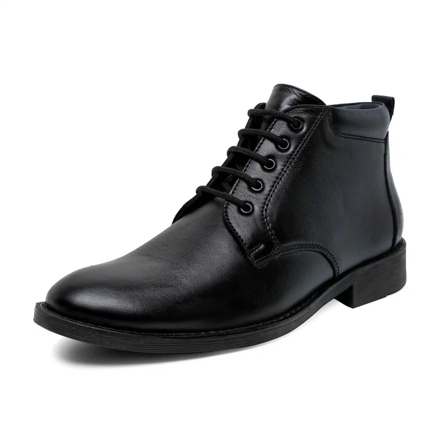 Men Pure Leather Ankle Shoes, Black Boots