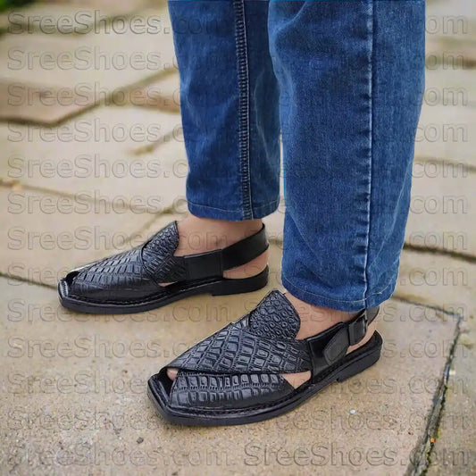 Pure Leather Original Peshawari Sandals Dailywear Slipper Cross Design Strap Sandals