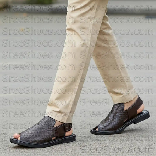 Original Peshawari Sandals Pure Leather Dailywear Slipper Cross Design Strap Sandals