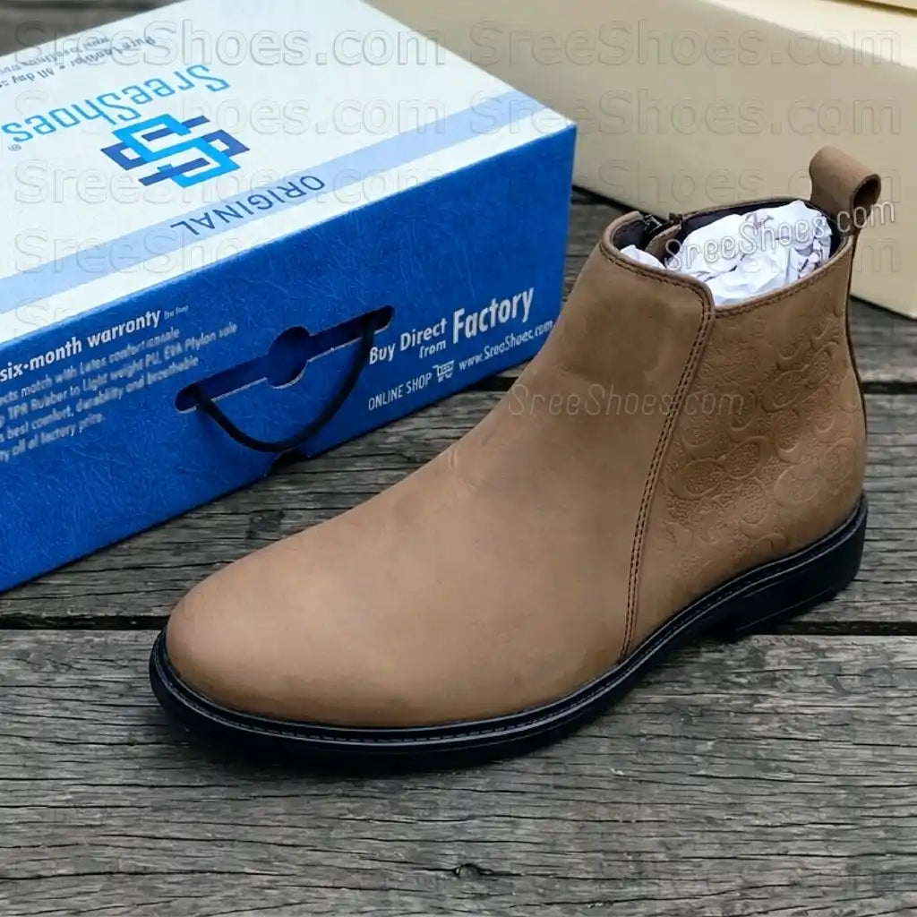 Men Premium Suede Leather Chelsea Boots with Zip