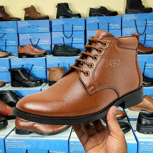 Ankle Boots for Men Pure Leather Police Dress Shoes