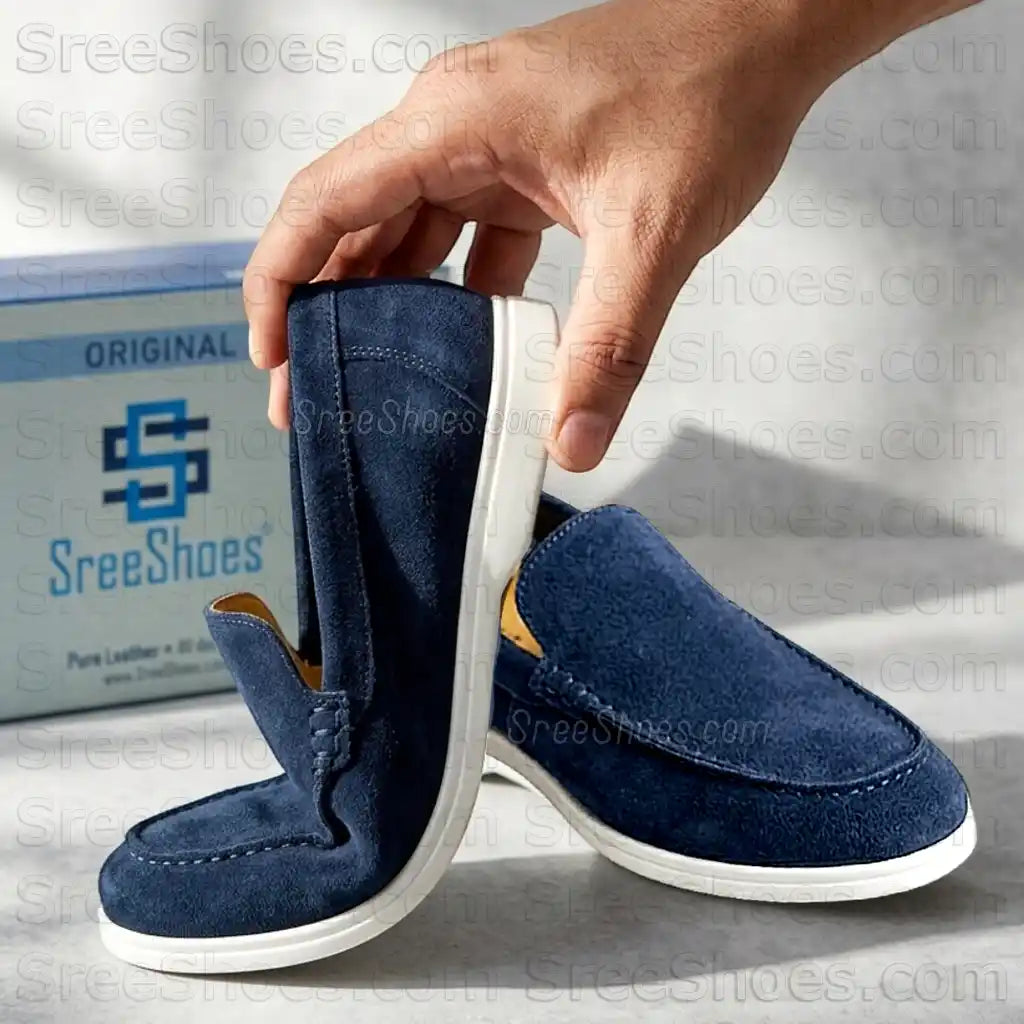 Classy Pure Leather Suede Moccasin Loafers Comfort Easy Walk Slip-On Shoes