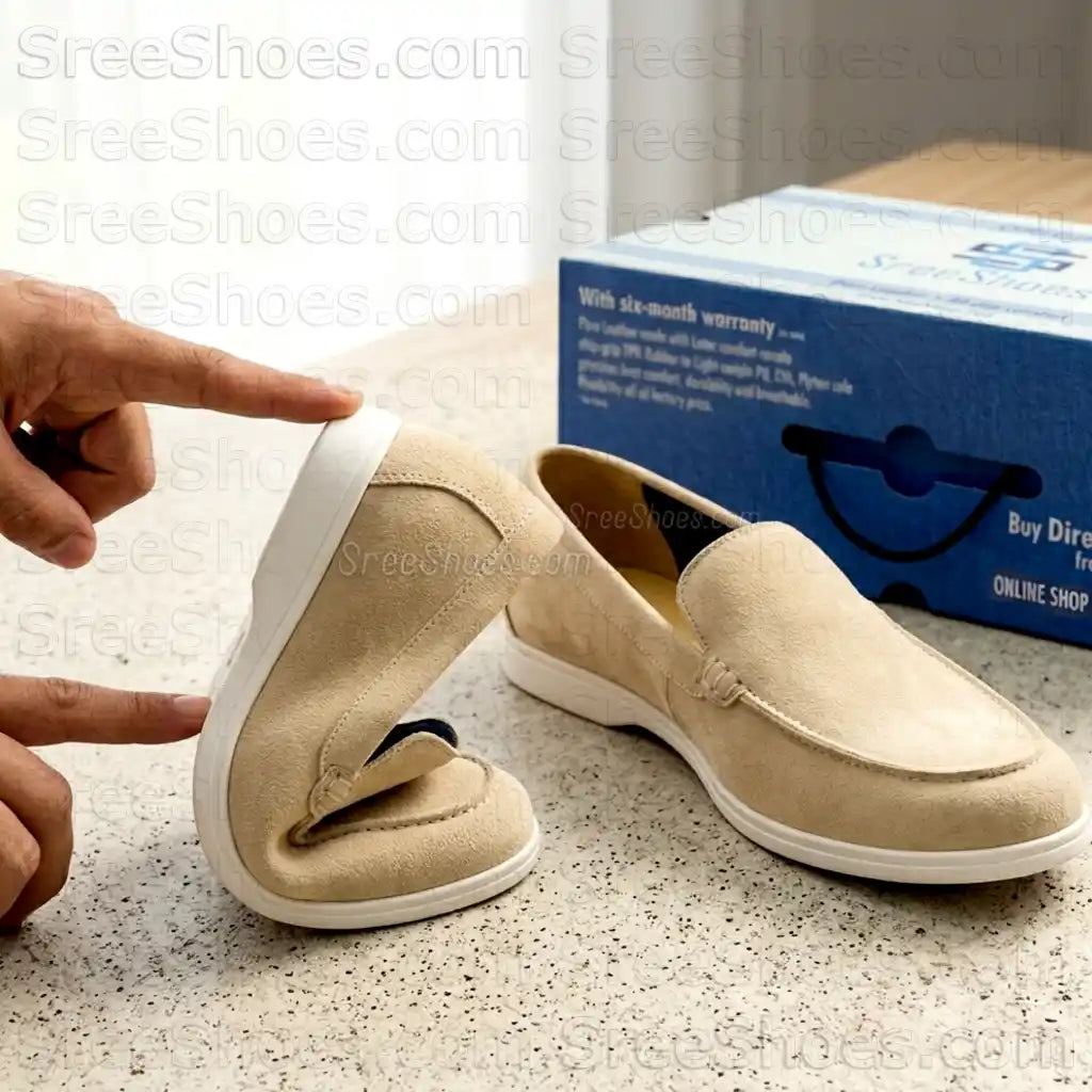 Classy Pure Leather Suede Moccasin Loafers Comfort Easy Walk Slip-On Shoes