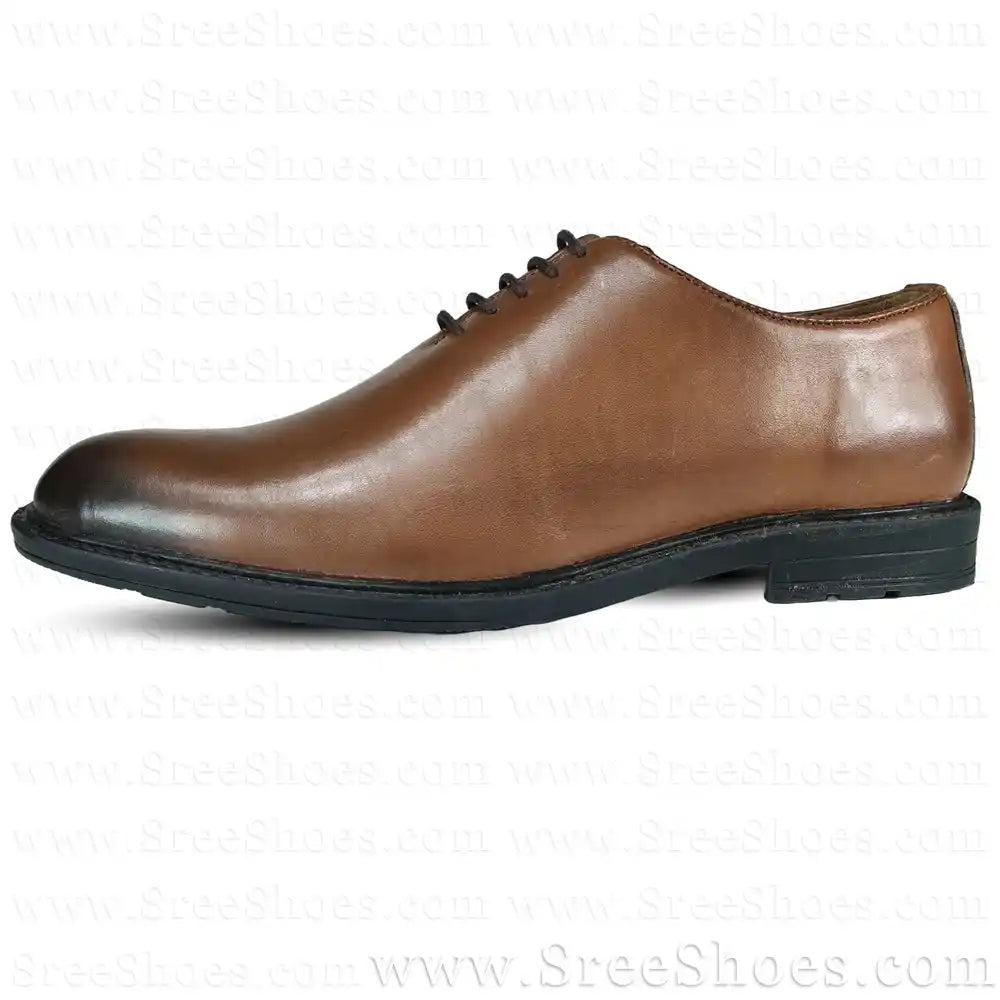 Men's Pure Leather Wholecut Tan Oxford Shoes (Full Grain)