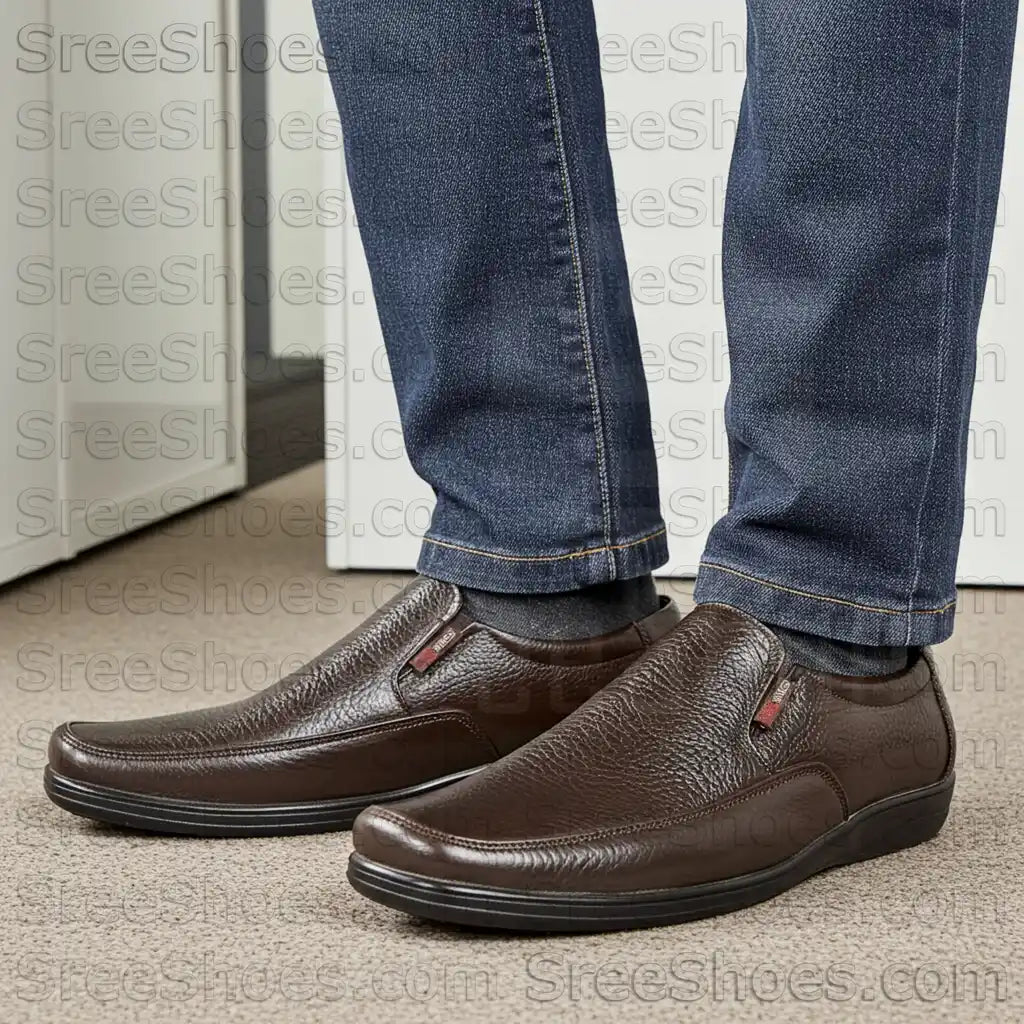 Pure Leather Men's Loafers slip on Formal Dress Shoes