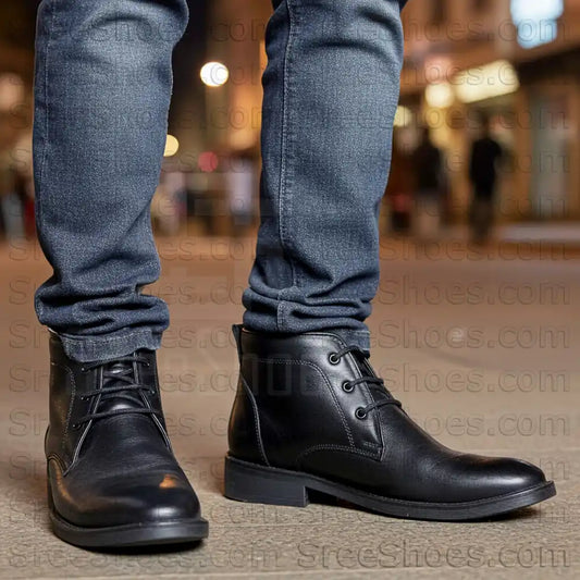 Men Pure Leather Chukka Boots Ankle Shoes