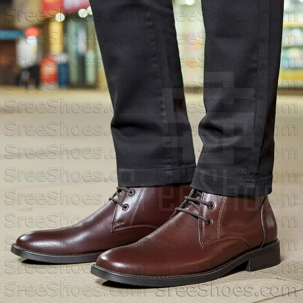 Men Pure Leather Chukka Boots Ankle Shoes