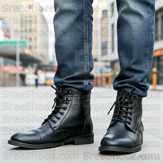 Genuine Leather High Neck Boots Ankle Shoes