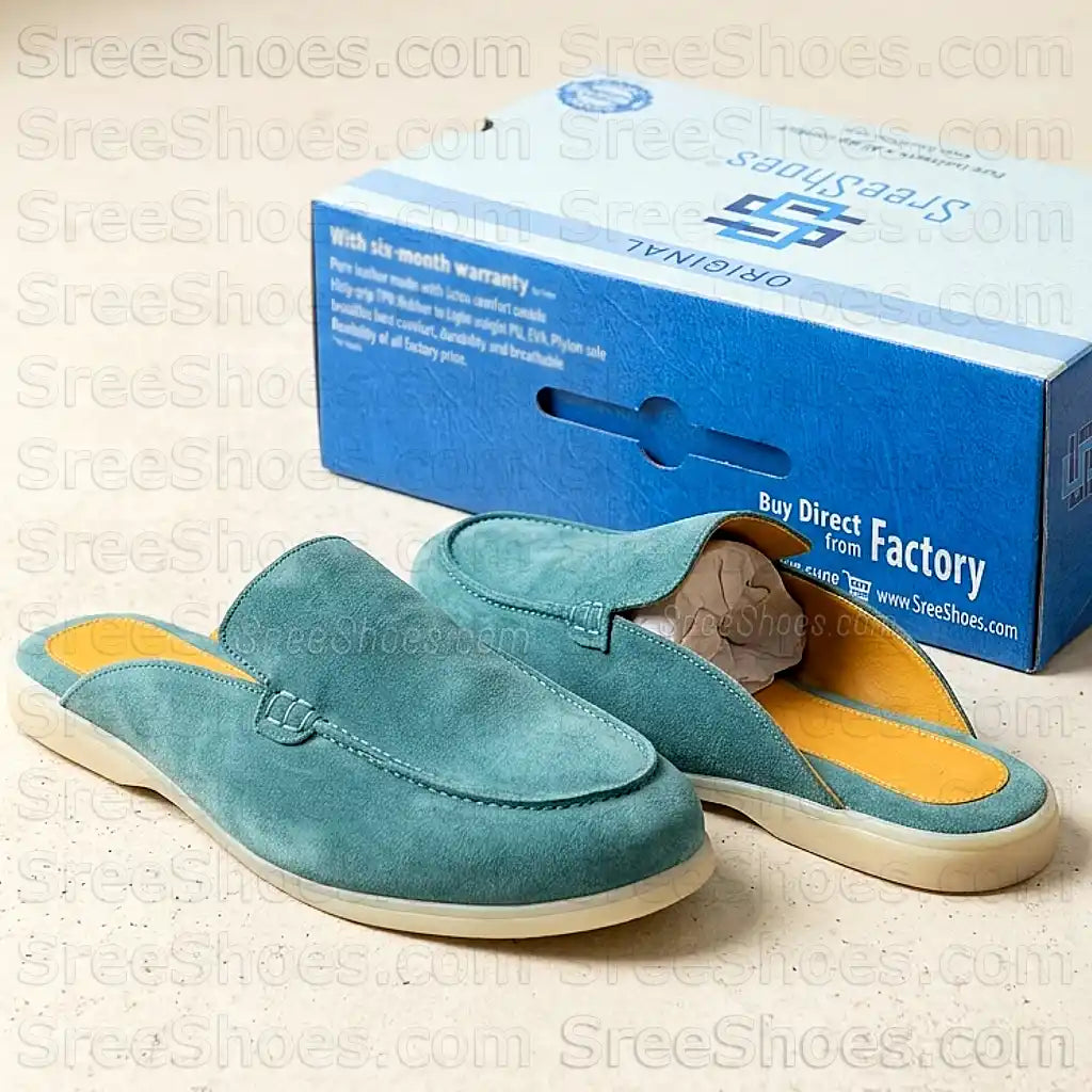 Premium Suede Leather Half Loafers for Men Lightweight Comfort Mules Slip On