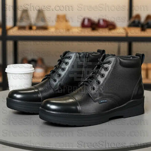 Real Leather Police Boot for Men with zip