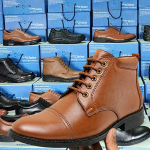Pure Leather Police Ankle Shoes Uniform Boots for Men