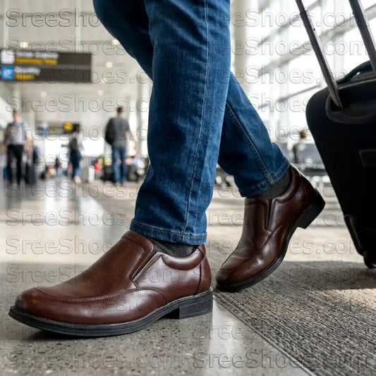 Real Leather Slip On Dress Shoes Comfort Formal Loafers Shoes
