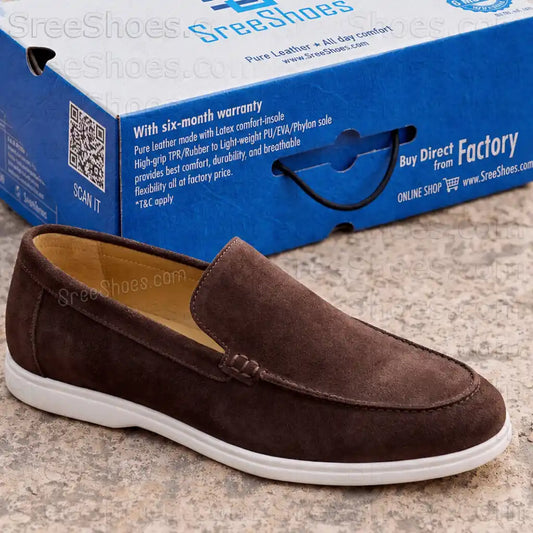 Premium Suede Loafers for Men Easy Slip-On Pure Leather Moccasin Shoes