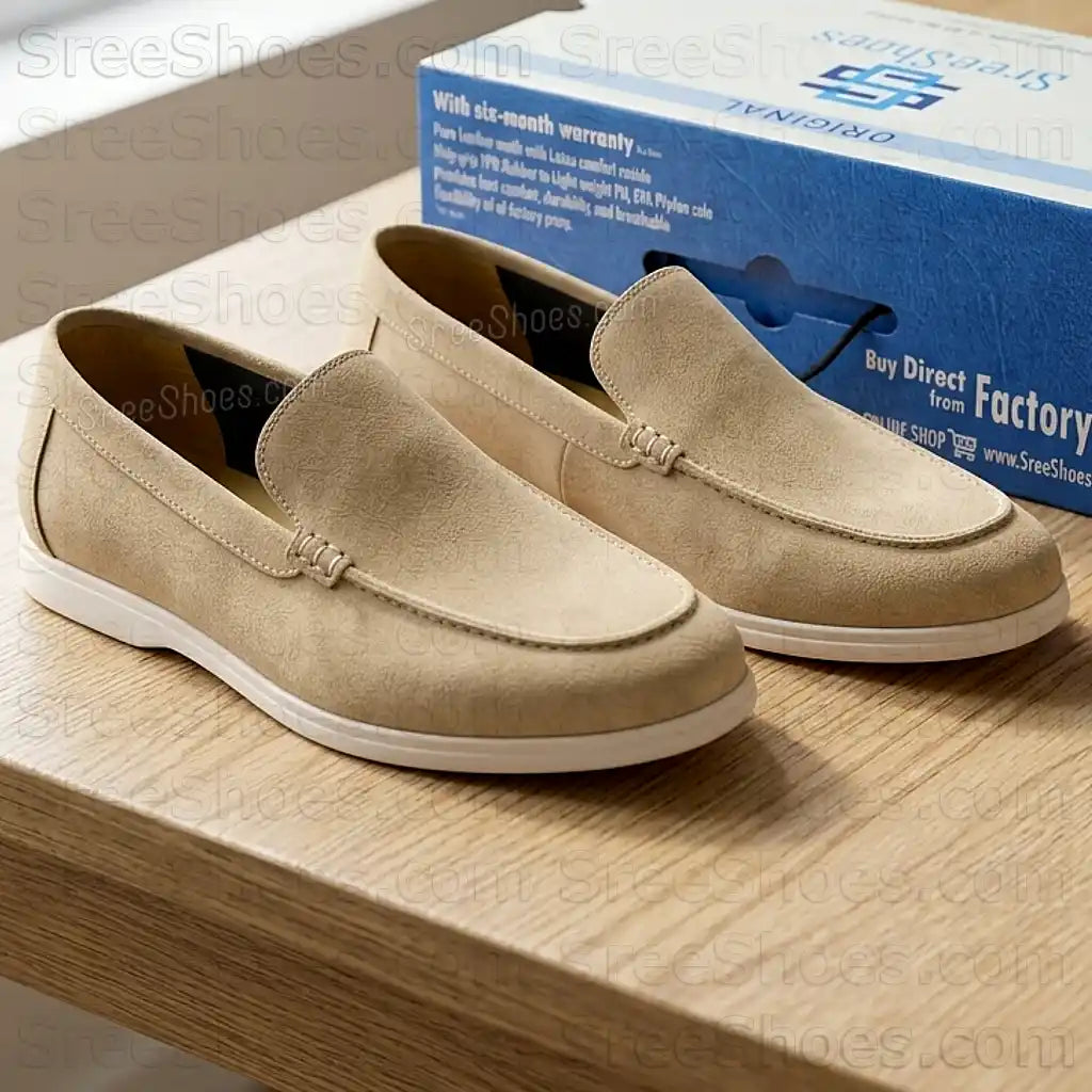 Classy Pure Leather Suede Moccasin Loafers Comfort Easy Walk Slip-On Shoes