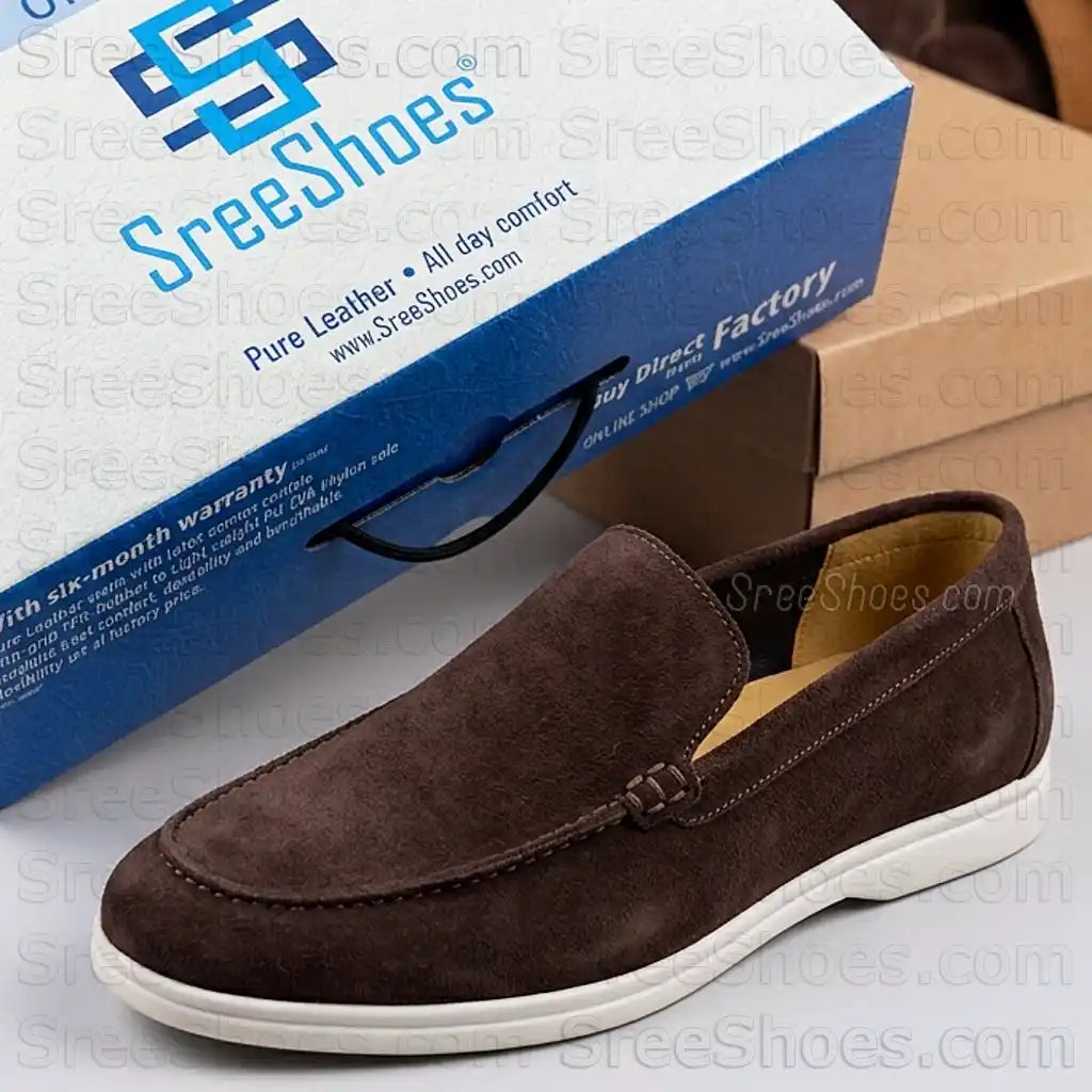 Classy Pure Leather Suede Moccasin Loafers Comfort Easy Walk Slip-On Shoes