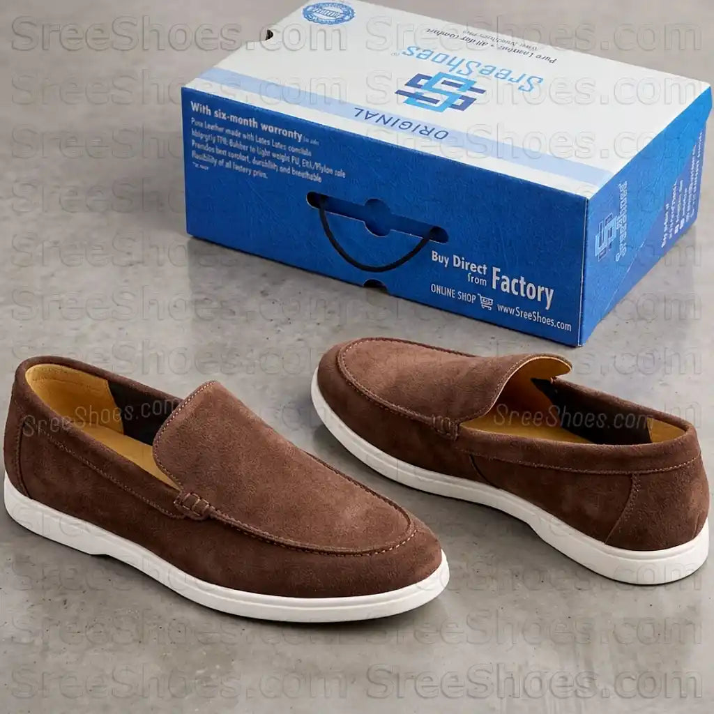 Classy Pure Leather Suede Moccasin Loafers Comfort Easy Walk Slip-On Shoes