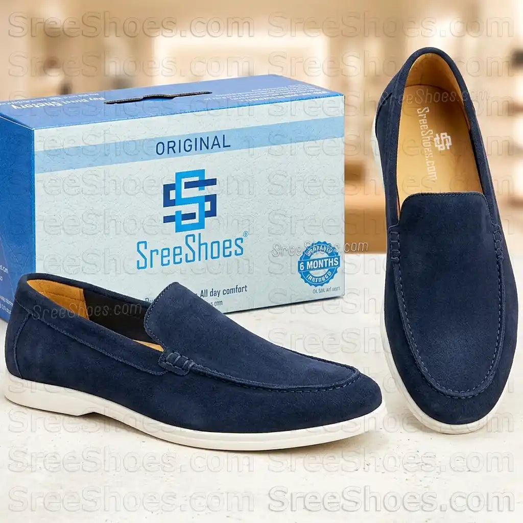Classy Pure Leather Suede Moccasin Loafers Comfort Easy Walk Slip-On Shoes