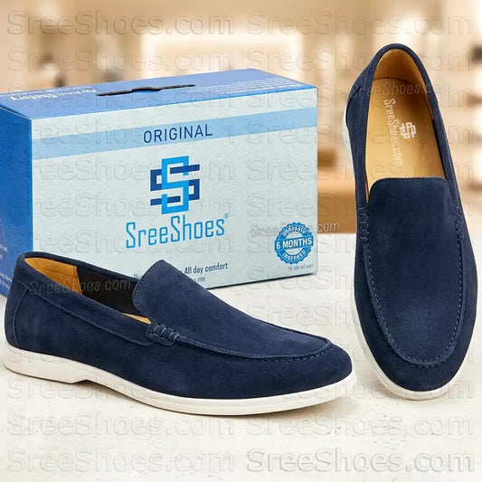 Pure Leather Suede Moc Toe Loafers Flexible Slip-On Shoes for Men