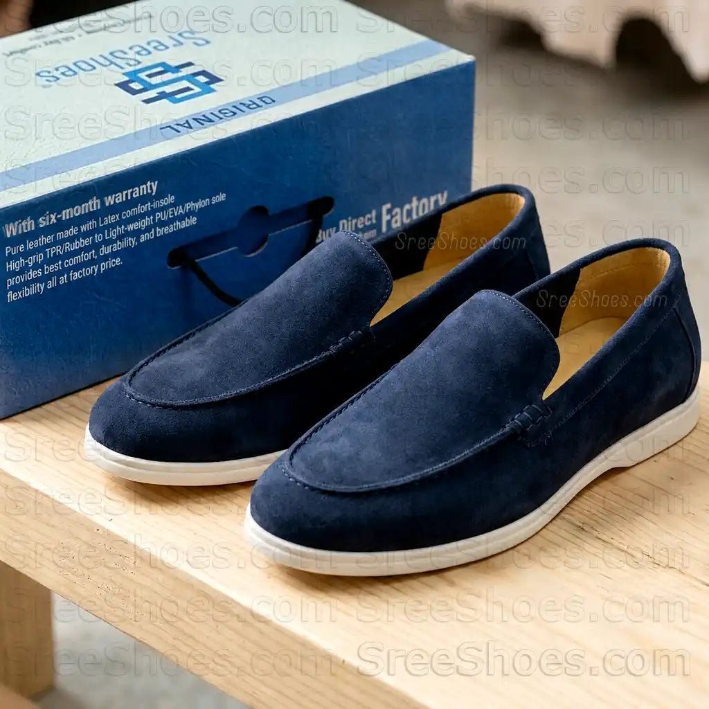 Classy Pure Leather Suede Moccasin Loafers Comfort Easy Walk Slip-On Shoes