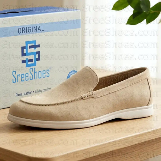 Classy Pure Leather Suede Moccasin Loafers Comfort Easy Walk Slip-On Shoes